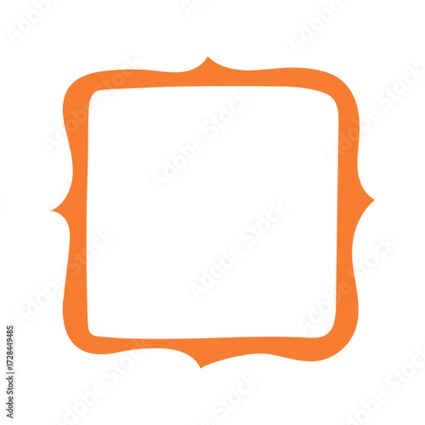 Fototapeta A single hand-drawn square frame with scalloped wavy edges. Bold orange decorative border in doodle style. Ideal for scrapbooking, invitations, greeting cards, photo albums, and creative designs.