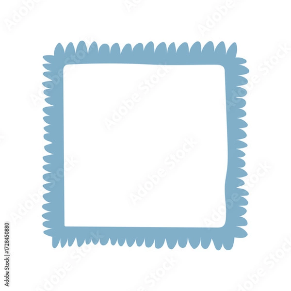 Fototapeta A single hand-drawn square frame with scalloped wavy edges. Bold orange decorative border in doodle style. Ideal for scrapbooking, invitations, greeting cards, photo albums, and creative designs.