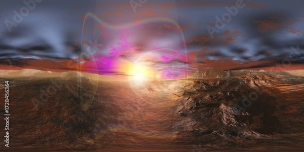 Obraz Mars, HDRI, environment map , Round panorama, spherical panorama, equidistant projection, 360 high resolution panorama, 3d rendering