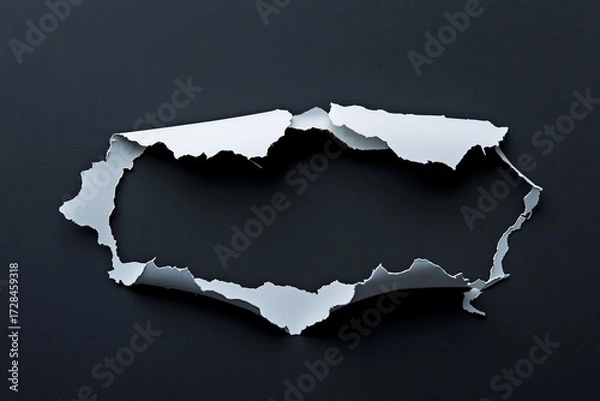 Obraz Torn paper revealing dark background a dramatic abstract image with a sense of mystery and intrigue Clean lines stark