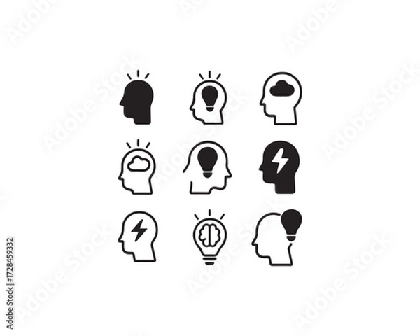 Obraz Brainstorming icon vector design illustration set