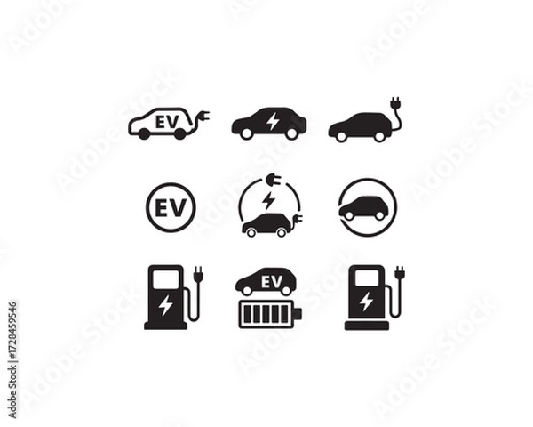 Obraz  Ev car icon vector design illustration set.