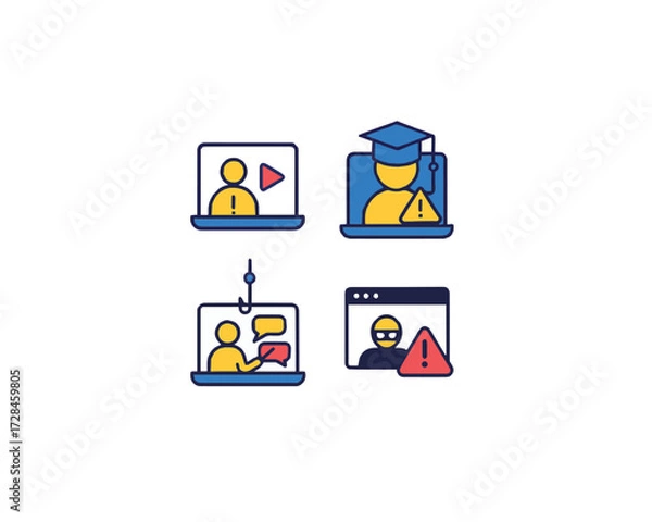 Obraz Laptop Class vector design illustration set.