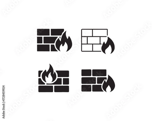 Obraz Firewall icon vector design illustration set.