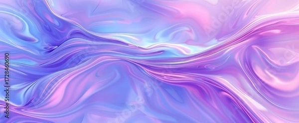 Fototapeta Dreamy Purple and Blue Fluid Waves. It's a mesmerizing blend of purple and blue fluid - like patterns. Perfect for digital art, background designs, or futuristic project visuals.