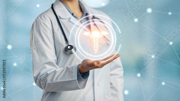 Obraz OB-GYN hologram uterus in doctor’s hand