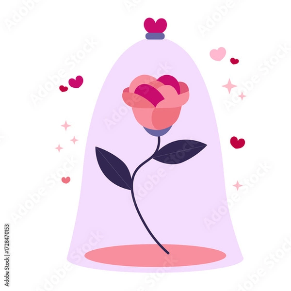 Obraz two hearts with a pink rose