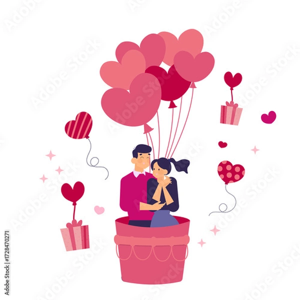 Obraz happy couple with balloons