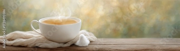 Fototapeta Inviting Vintage Halloween Illustration of a Hot Beverage with Cozy Atmosphere in Hyper-Realistic Style