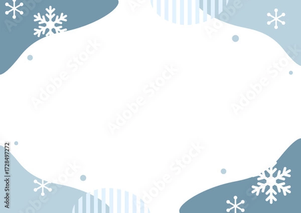 Fototapeta 冬カラーの雪の結晶フレーム