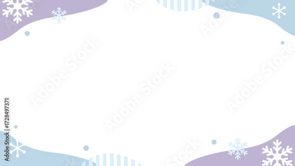 Fototapeta 冬カラーの雪の結晶フレーム