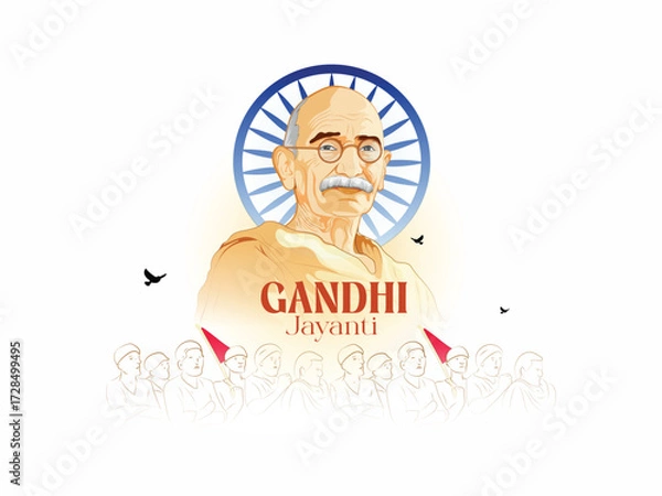 Obraz Gandhi Jayenti vector art illustration