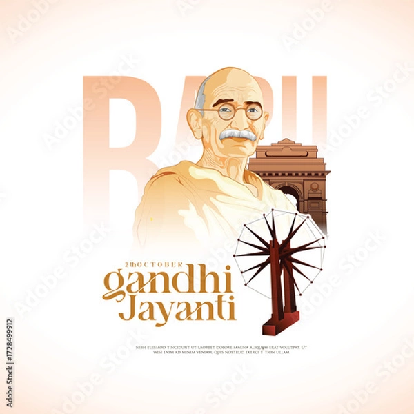 Obraz Gandhi Jayenti vector art illustration