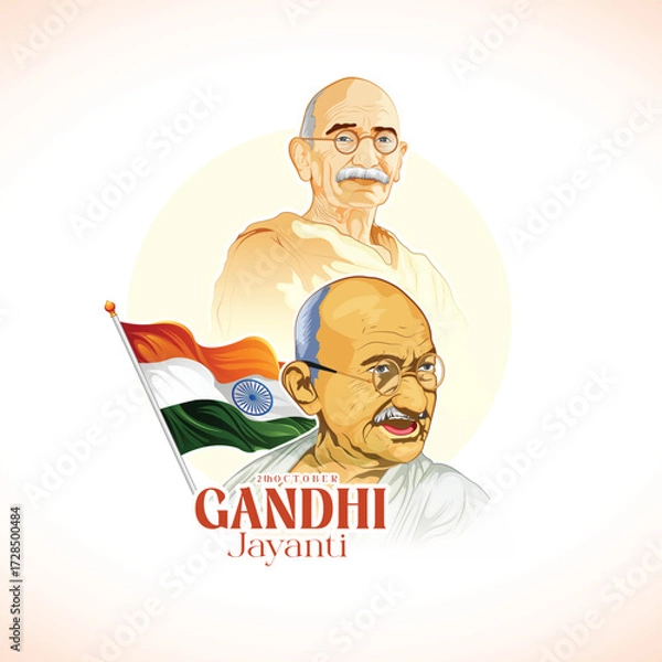 Obraz Gandhi Jayenti vector art illustration