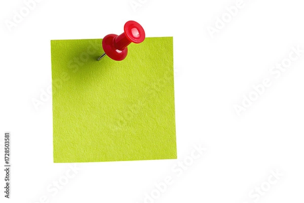 Obraz Blank lime green sticky note with red pushpin