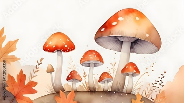 Fototapeta キノコのイラスト