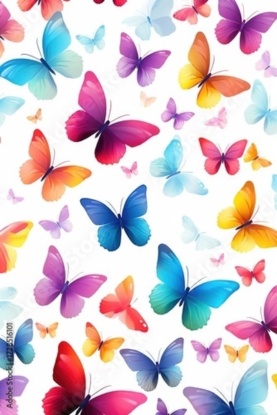 Fototapeta Pattern of colored butterflies