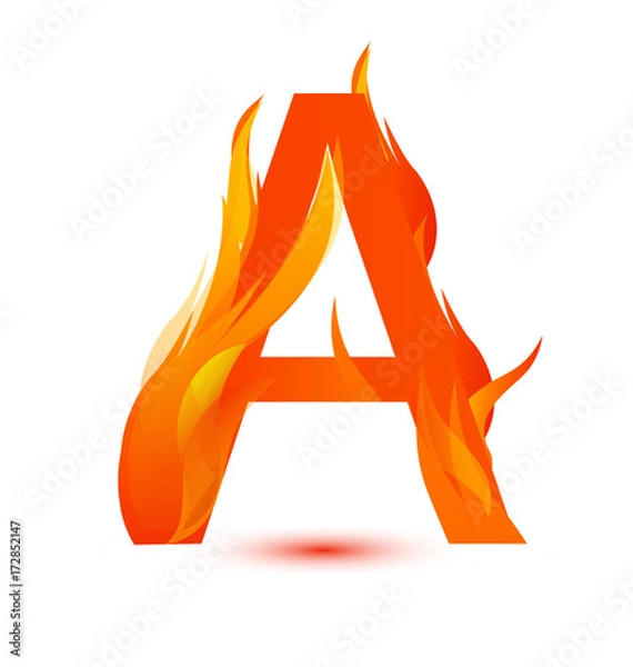 Obraz Letter A in fire flame icon vector