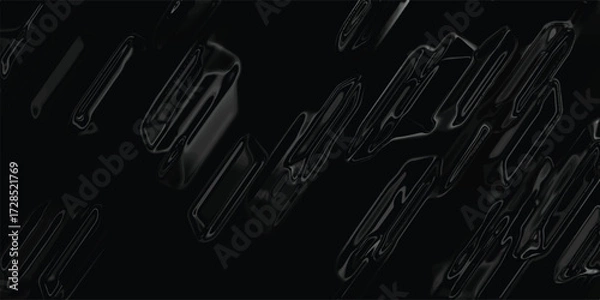 Fototapeta Abstract black glossy shapes on black background modern graphic design dark aesthetic artistic visual elements