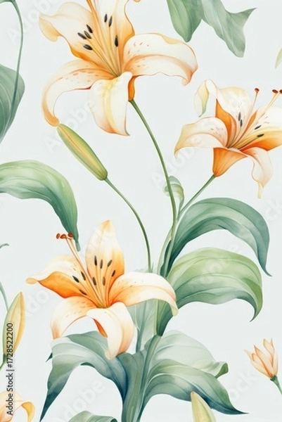Obraz Pattern of flowers on light background
