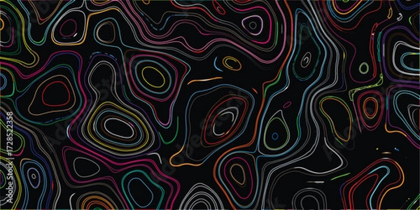 Fototapeta Abstract colorful contour lines on black background a modern decorative digital art piece for various creative projects