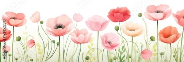 Obraz Pattern of flowers on light background