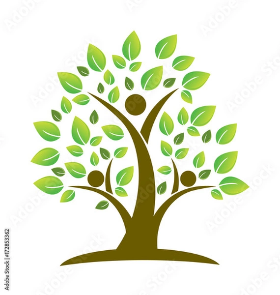 Obraz Tree green teamwork figures icon vector