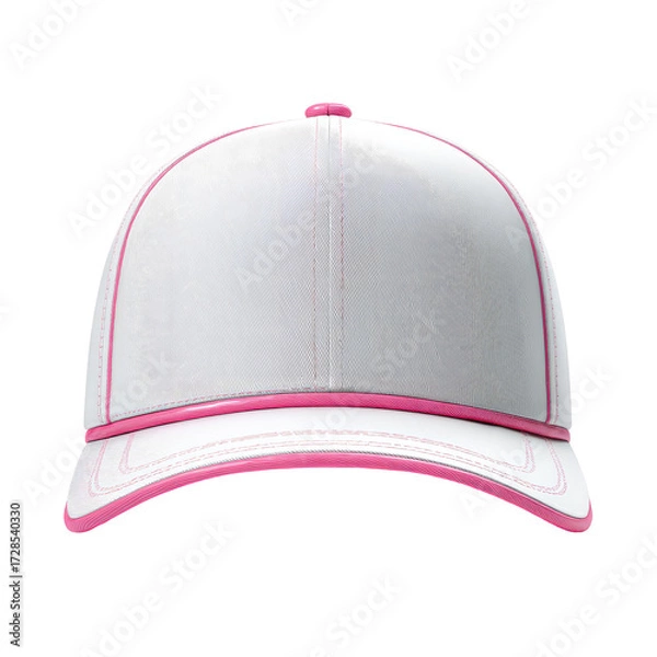 Obraz Blank white baseball cap with pink trim