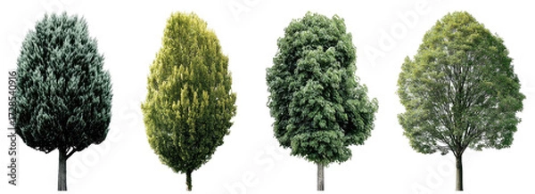 Obraz Four trees in shades of green