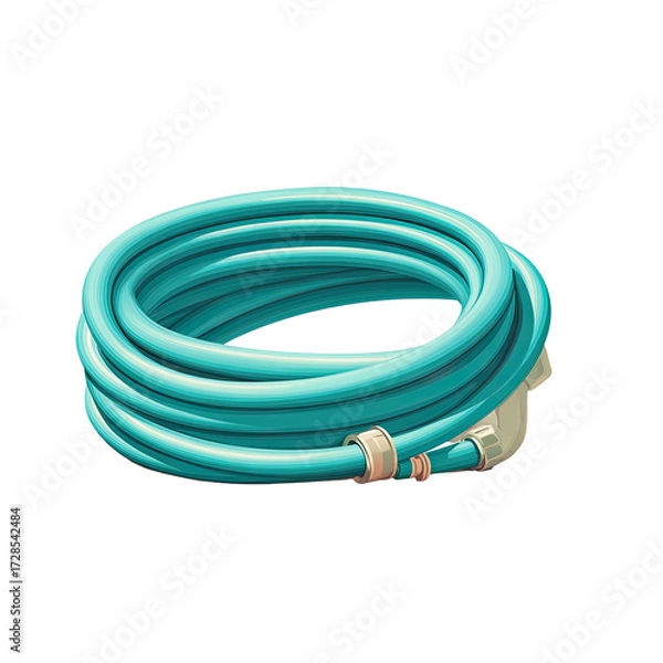 Obraz Rolled-up teal garden hose