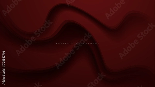 Fototapeta dark red abstract background with layered wave texture