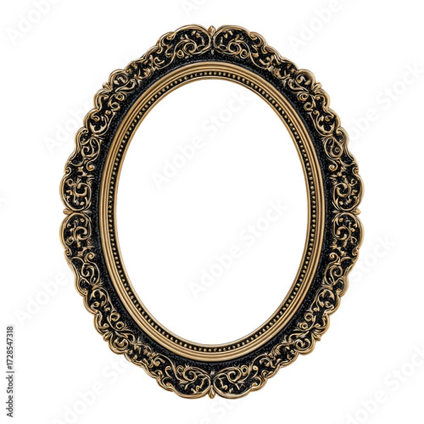Obraz Ornate oval frame against black background