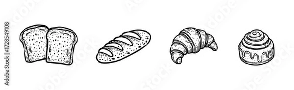 Obraz A set of bread illustrations