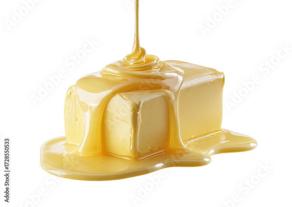 Obraz Melted butter pouring over a block