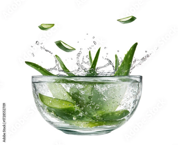 Obraz Fresh aloe vera in a bowl of water