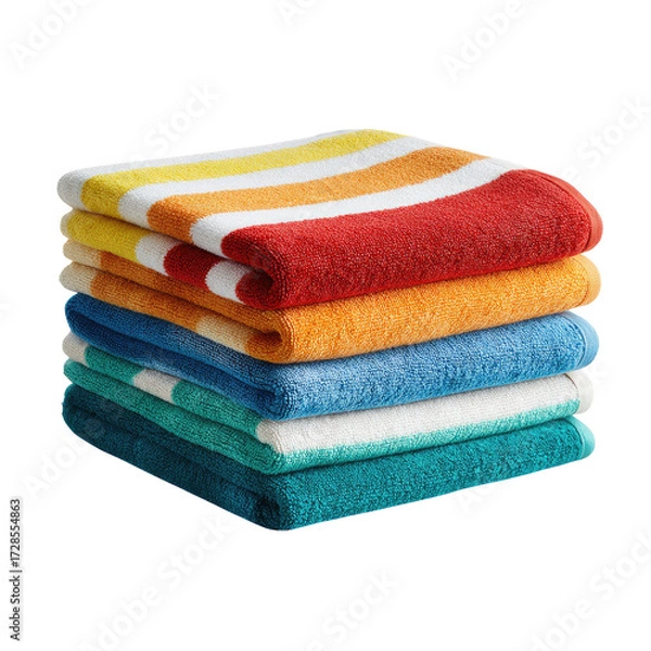Obraz Stacked colorful striped beach towels
