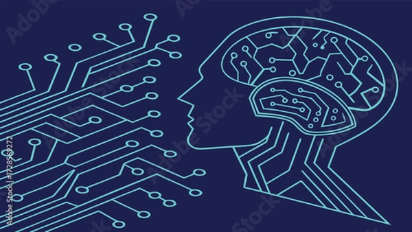 Fototapeta Artificial Intelligence Data Flow.eps