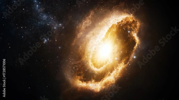Fototapeta Galactic wind bending nebula shapes around bright star, glowing cosmic dust and gas, deep space, high fidelity, mysterious and awe inspiring
