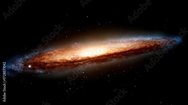 Fototapeta Expanding galaxy with glowing nebula jets radiating outward, vibrant cosmic dust, bright core, and scattered stars in deep space, evoking awe and wonder