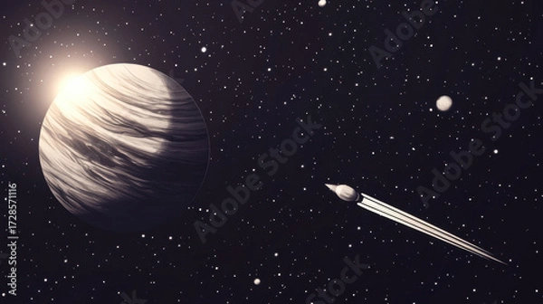 Fototapeta Galaxy planet ink dark high fidelity space star cosmic abstract surreal glowing universe celestial astronomy night mysterious artistic flowing dreamy imaginative fantasy orbit light exploration