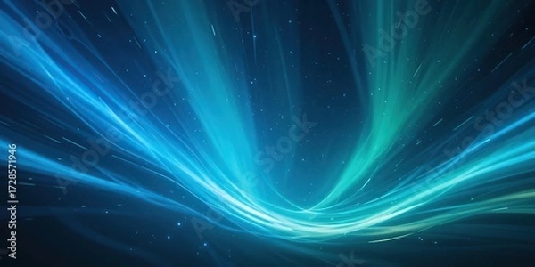 Fototapeta Abstract Blue and Green Light Trails: Dynamic Energy and Cosmic Flow in Digital Art
