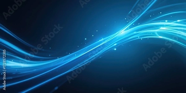 Fototapeta Abstract Blue Waves: Glowing Energy and Dynamic Flowing Lines Background