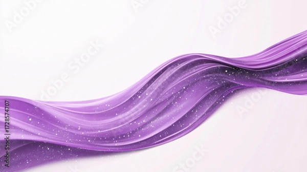 Fototapeta Abstract purple wave with smooth flowing lines and sparkling particles on light background, creating dreamy and elegant texture for modern design concepts