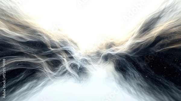 Fototapeta Abstract motion blurred stars and glowing nebula create dynamic cosmic scene with swirling light and dark clouds, evoking sense of wonder and mystery