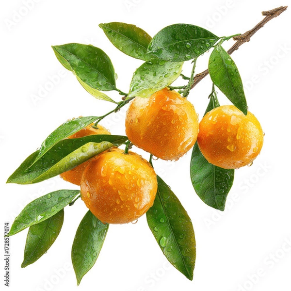 Obraz Fresh Mandarin Oranges on Branch