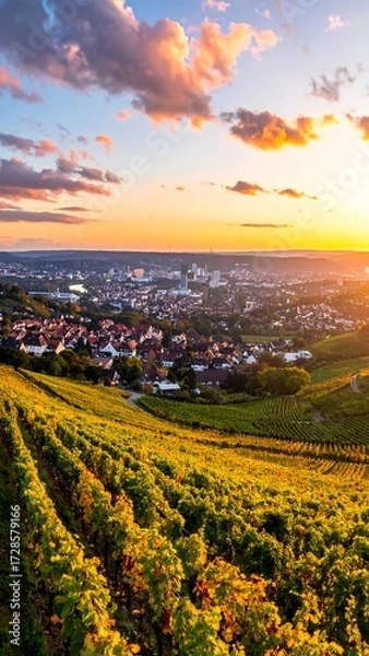 Obraz Panoramic vineyard landscape at sunset (1)