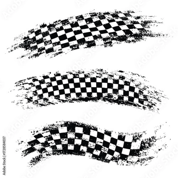 Obraz Racing flag vector with motorsport checkered flag vector illustration, racing banner illustration, speed and competition icons, car race flag clipart