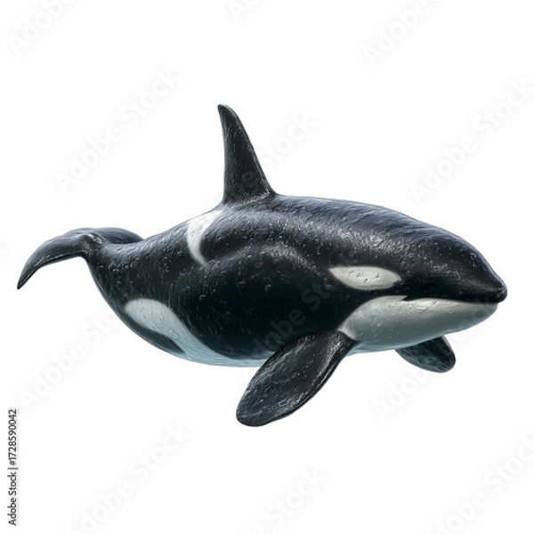 Fototapeta Png of magnificent orca swimming gracefully in the vast ocean, its iconic black and white pattern a symbol of the sea isolated on transparent background