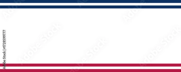 Obraz Red blue stripped line on blank frame background template. America 4th of July Memorial or Independence day theme wallpaper.	

