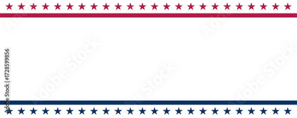 Obraz Minimal stripped line border with stars on blank background template. America 4th of July Memorial or Independence day theme wallpaper.	
